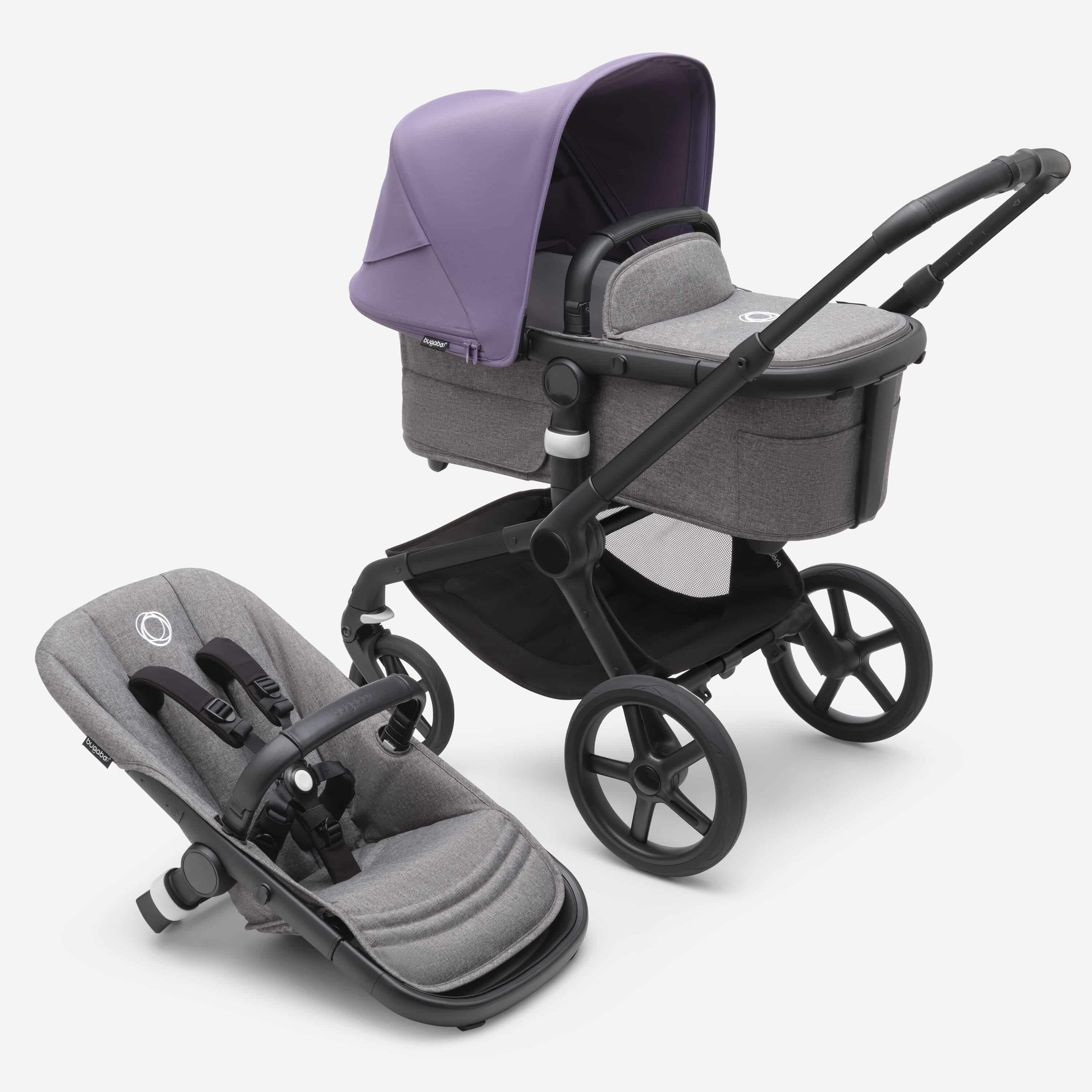 Bugaboo Fox5 Kombikinderwagen schwarz/ grau meliert astro violett - Bugaboo Fox5 Kobikinderwagen schwarz/ grau meliert astro violett bei babybrands.de kaufen ✓ sicher, einfach & bequem online bestellen ✓